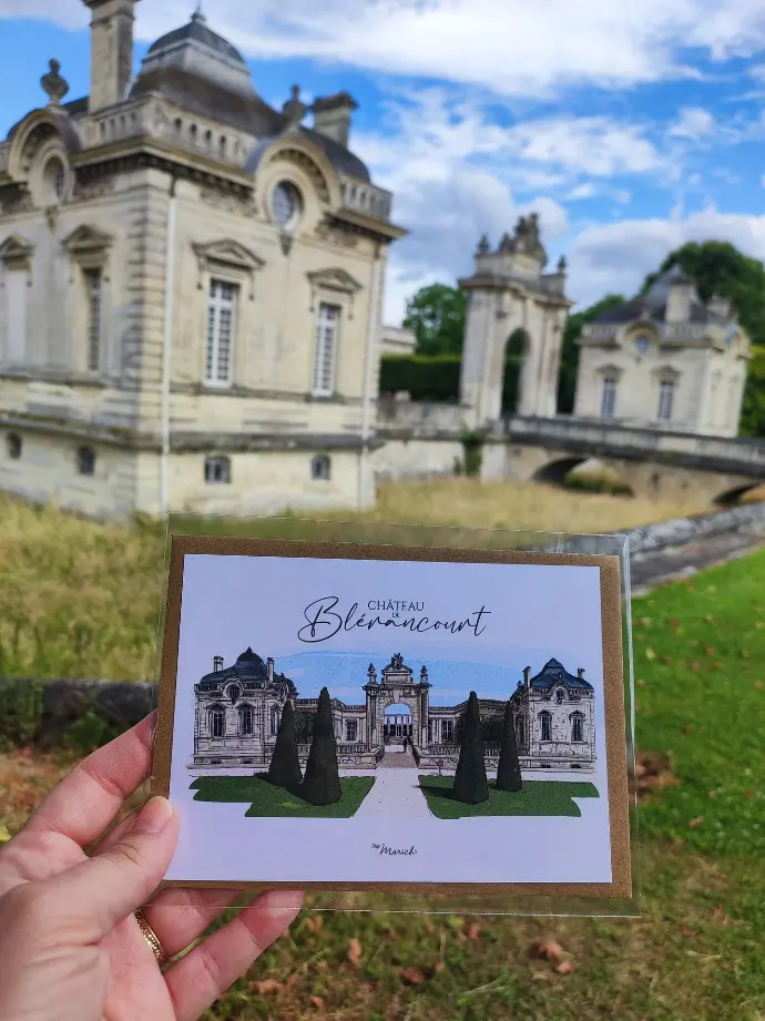 CARTE POSTALE Château de Blérancourt illustration Marich graphiste illustratrice