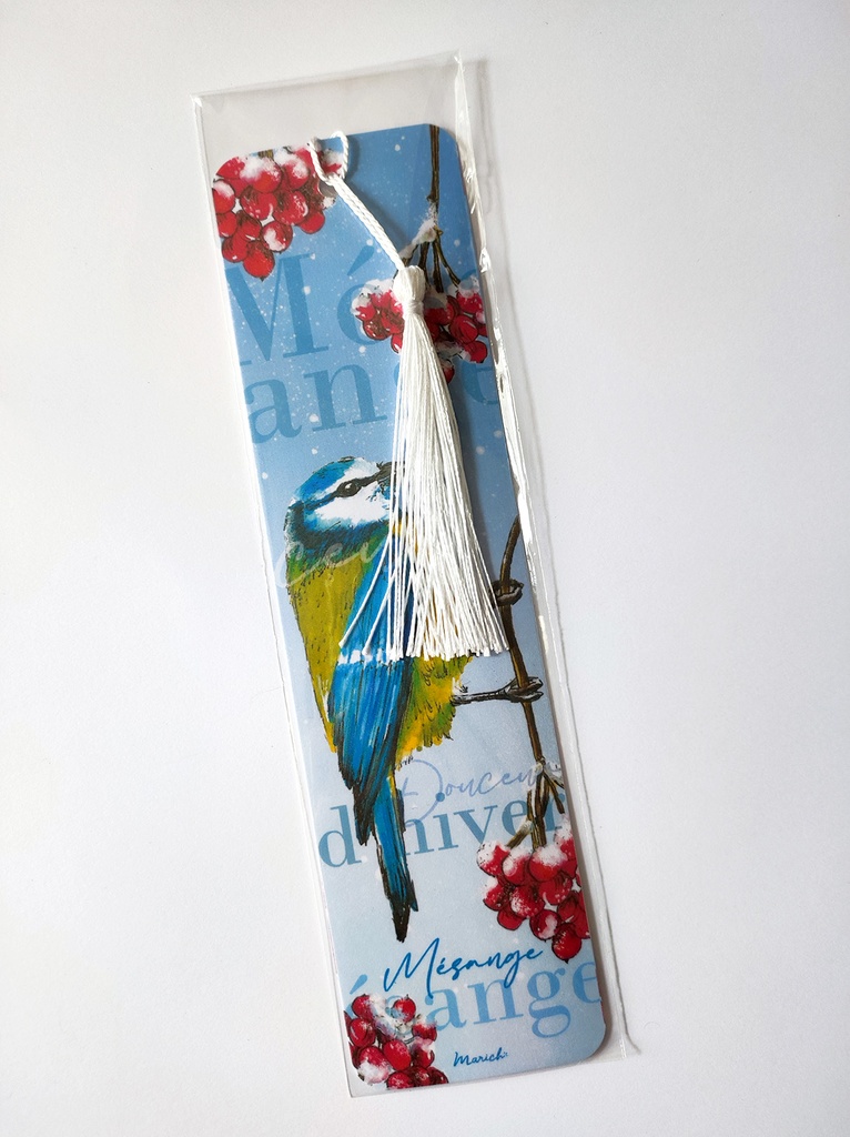 Marque pages Mésange pompon blanc