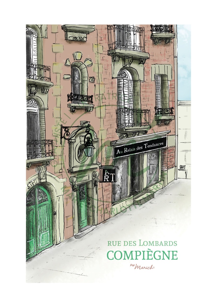 A6 carte postale - Compiègne (Oise) - Rue des Lombards recto