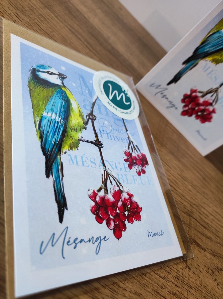 Marich A6 carte postale - Mésange d'hiver recto