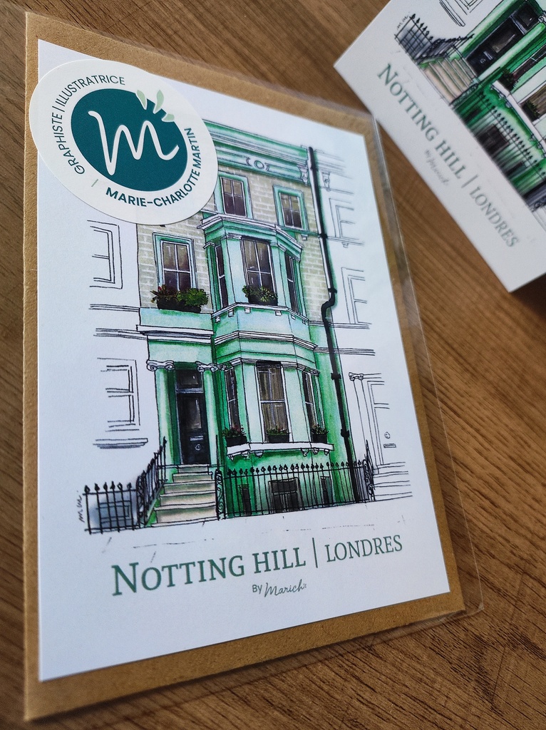 Marich carte postale - illustration NOTTING HILL LONDRES recto