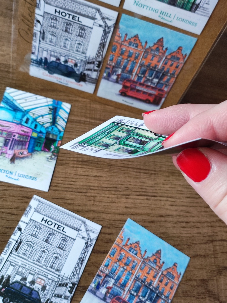 Marich LOT 4 MAGNETS ILLUSTRATION LONDRES épaisseur