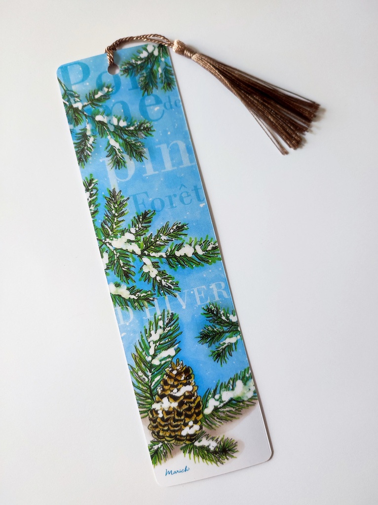 Marque pages Pommes de pin d'hiver (Blanc)