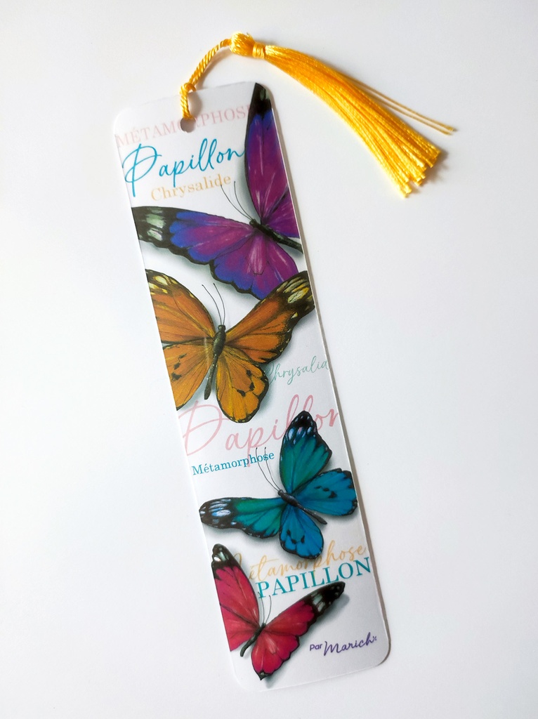 Marque pages Papillons multicolores (Jaune)
