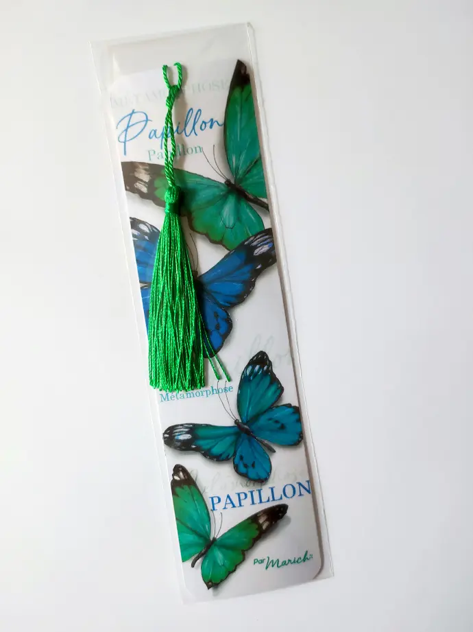 Marque pages Papillons bleus (Vert)