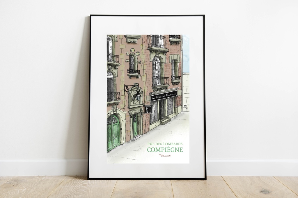 A4 Affiche - Compiègne (Oise) - Rue des Lombards 