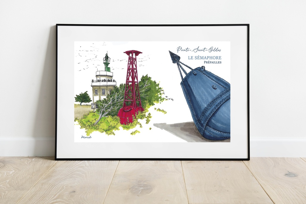 A4 Affiche - Sémaphore - Pointe Saint Gildas - Loire atlantique