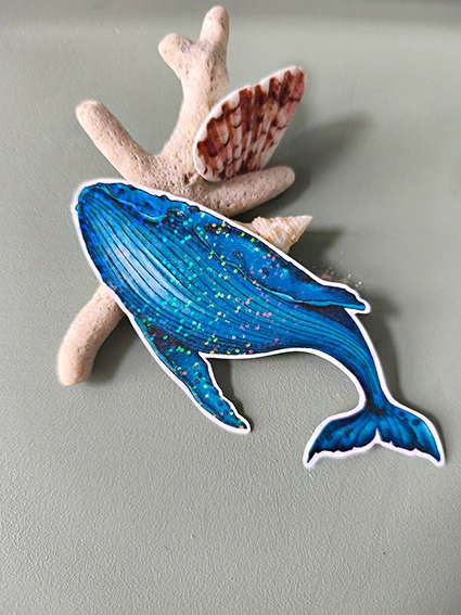 Solographique Baleine - Stickers individuel holographique