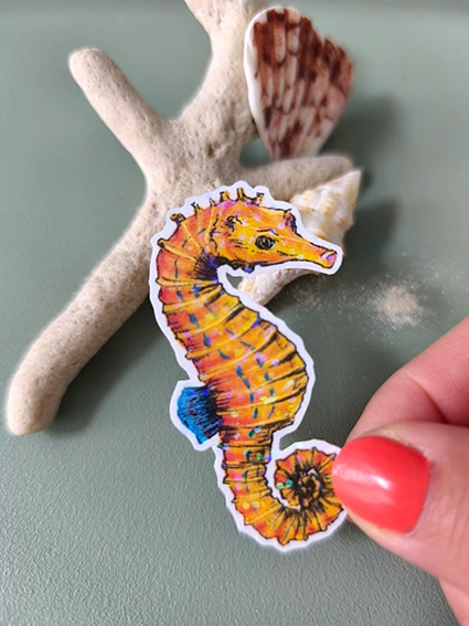 Solographique Hippocampe - Sticker individuel holographique