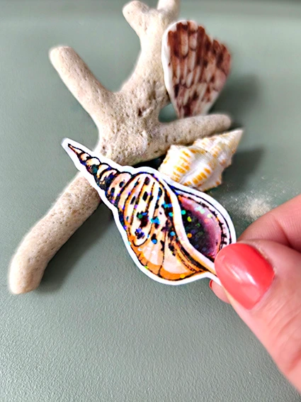 Solographique coquillage 3 - Sticker individuel holographique