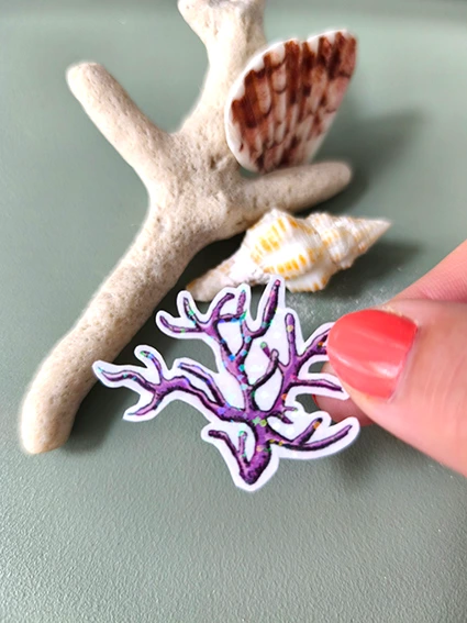 Solographique Corail violet - Sticker individuel holographique