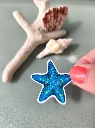 Solographique Étoile de mer bleue- Sticker individuel holographique