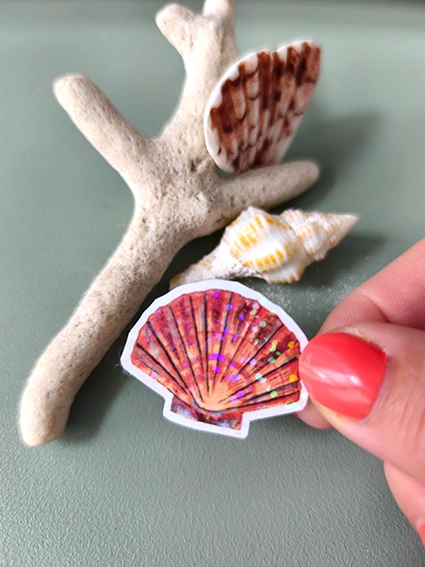 Solographique Coquillage 5 - Sticker individuel holographique