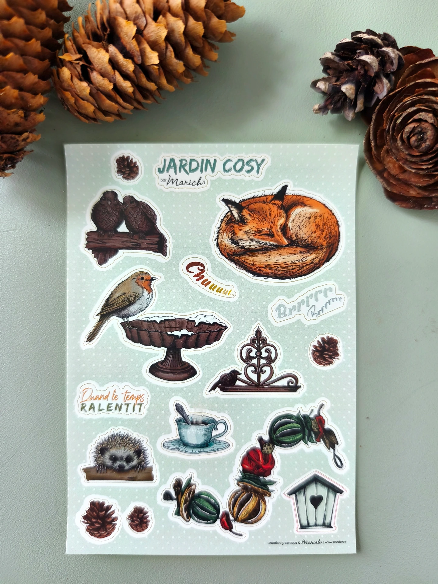 Planche de stickers A6 - JARDIN COSY