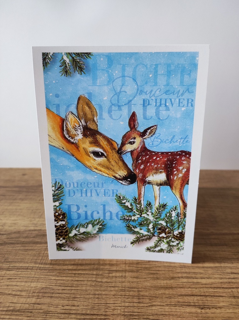 A6 carte postale - Bichette - Douceur d'hiver