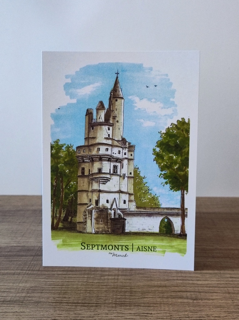 A6 carte postale - Le donjon de Septmonts - Aisne