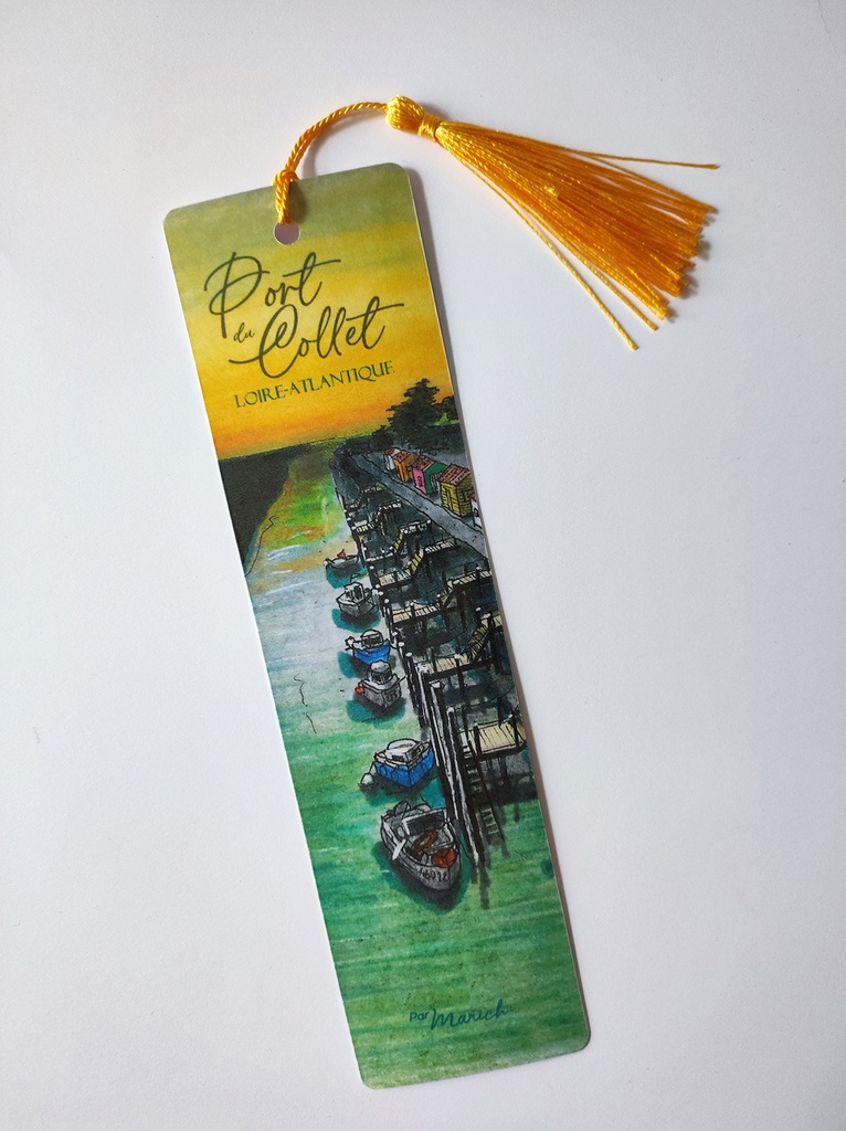 Marque pages Couché de soleil au Port de Collet (Jaune)