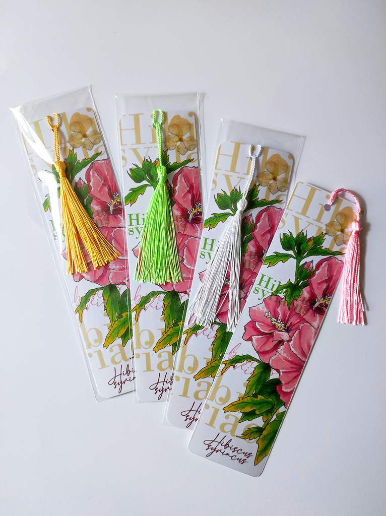 Marque pages Fleurs hibiscus - hydrangea - Modèle 2 (Jaune)